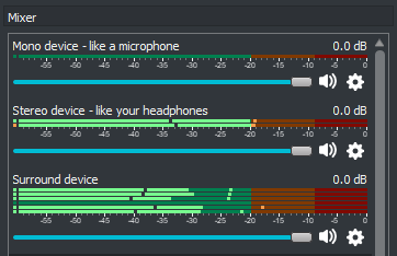 Mono, Stereo and Surround example devices